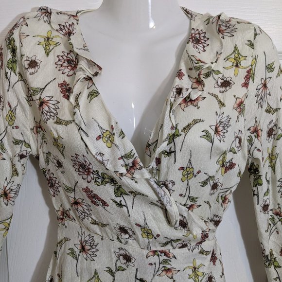 Taylor & Sage Floral Wrap Long Sleeve Ruffled Tier Hem Dress - size XS NWT - Picture 3 of 14